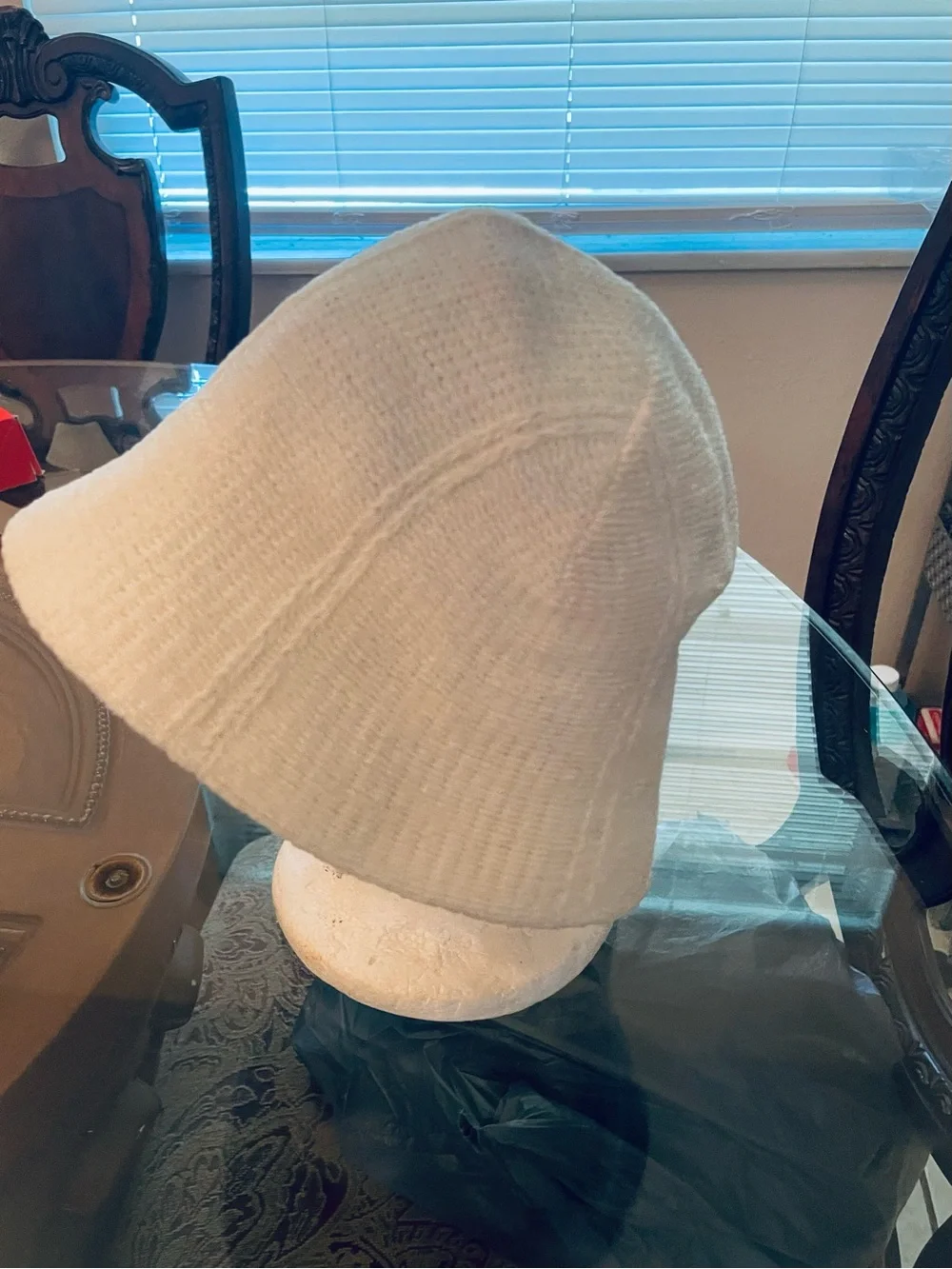 Cream Knit Bucket Hat
